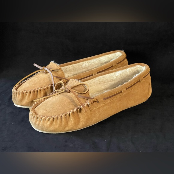 MINNETONKA Cally cinnamon leather slippers size 10 - Picture 5 of 12